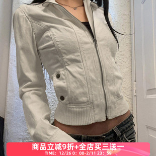 小众百搭显瘦夹克开衫 风拉链拼接立领外套 上衣 复古工装 FabGirls