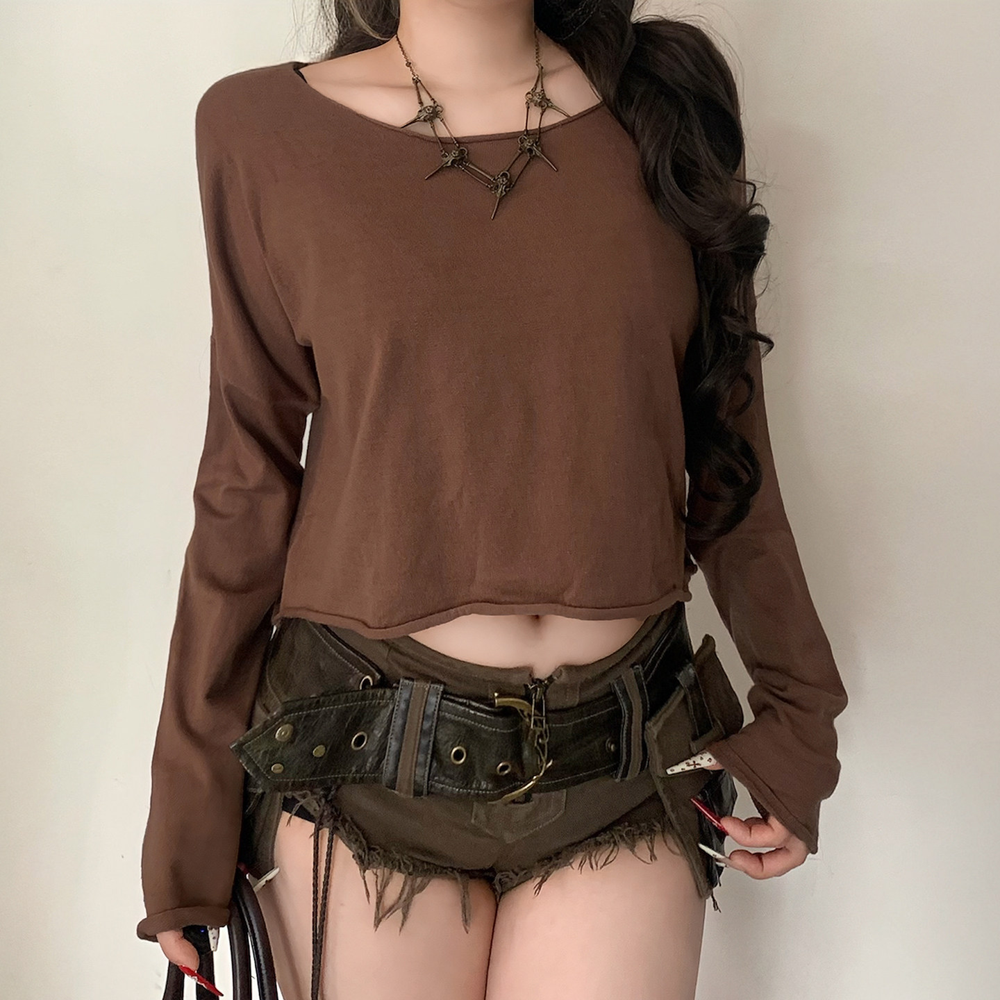 FabGirls 美式慵懒风基础卷边圆领套头毛衣 百搭显瘦宽松毛织上衣,女装/女士精品,T恤,淘宝优惠券,粉丝福利购,淘宝优惠卷