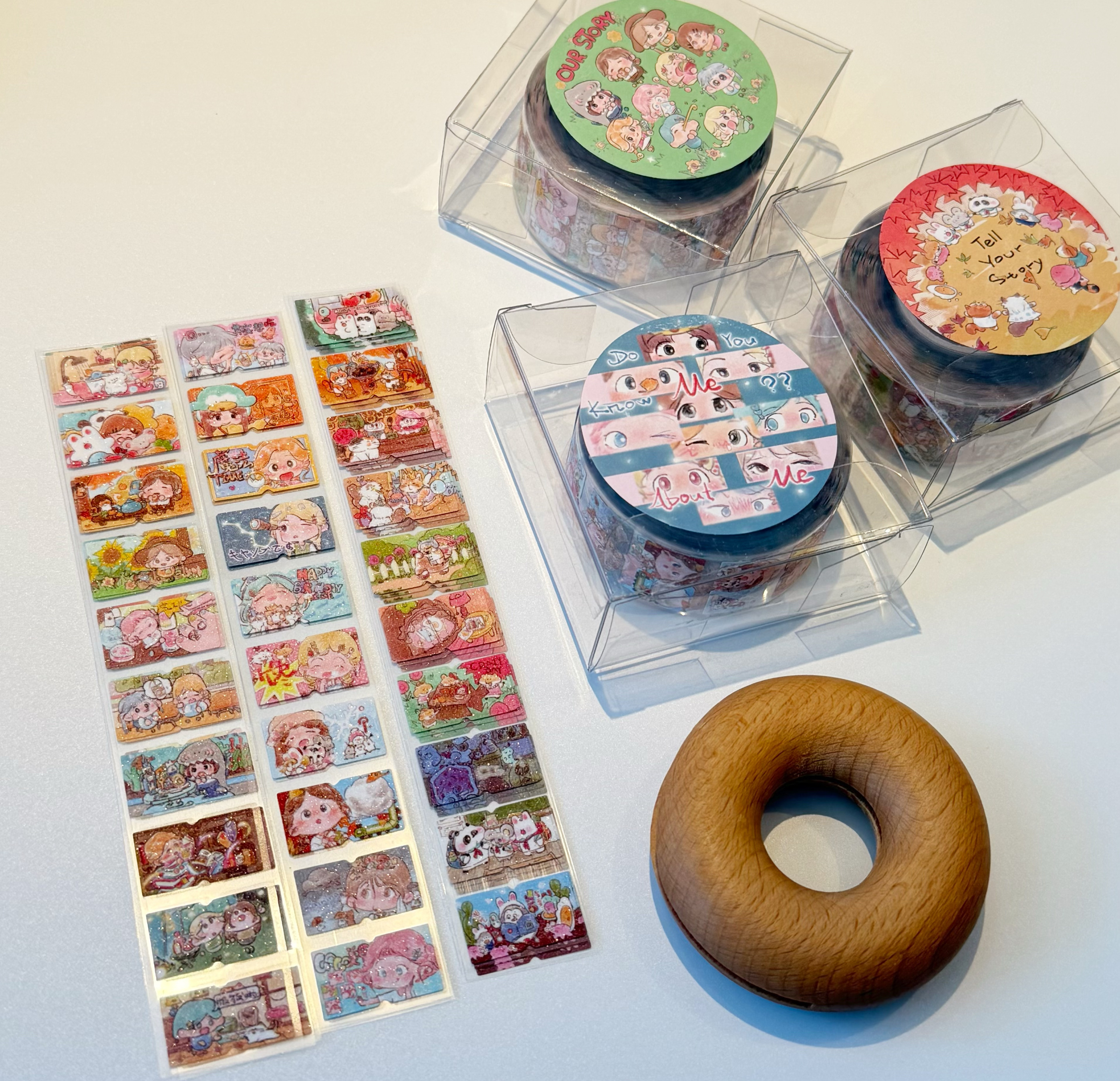 potato bb原创 手账可爱标签贴 百搭人物小动物拼贴素材 闪砂