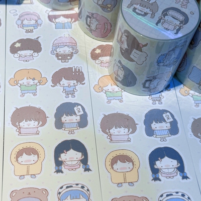 potato bb原创 小女孩手帐哑膜贴纸卷 百搭可爱拼贴素材