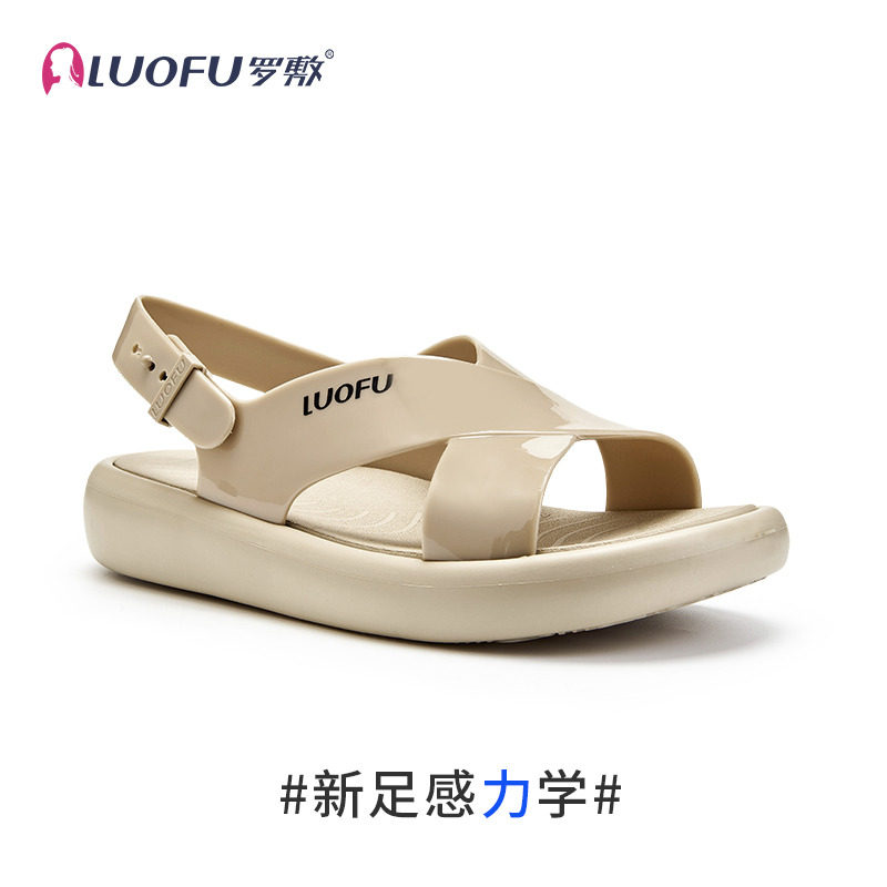 LUOFU罗敷女士夏季交叉带厚底凉鞋时尚百搭防滑eva沙滩凉拖鞋外穿
