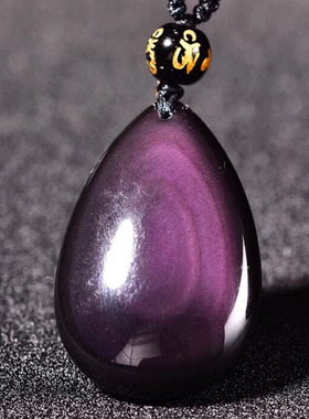 天然黑曜石水滴吊坠