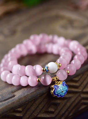 百搭天然蓝色祥云水晶手链