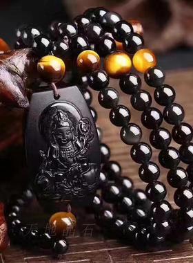 天然黑曜石手串属蛇佛珠