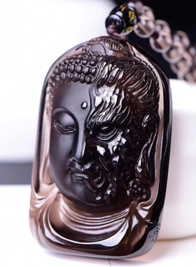 天然冰种黑曜石佛祖一念之间吊坠