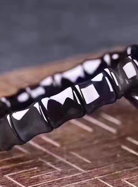 天然黑曜石手镯 黑曜石手牌 黑曜石手排 黑曜石手链