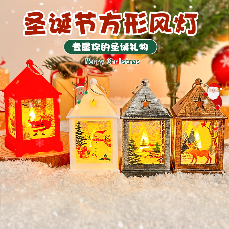 圣诞节风灯LED电子蜡烛灯创意小夜灯氛围灯装饰品小摆件拍照道具