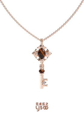 元术乐之ysoo虎眼石鸢尾花项链