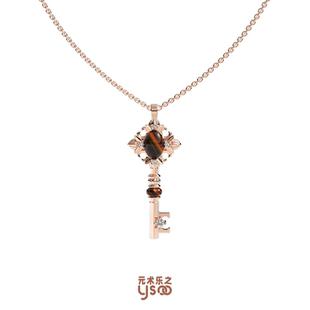 YSOO鸢尾花项链女虎眼石文艺复古铜合金轻奢吊坠气质百搭锁骨链