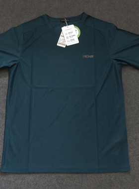 外贸暗条纹T恤男夏季薄款弹力短袖蓝绿色圆领速干凉感宽松半袖CHS