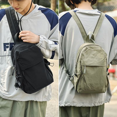 轻便尼龙布小双肩包多功能斜挎包