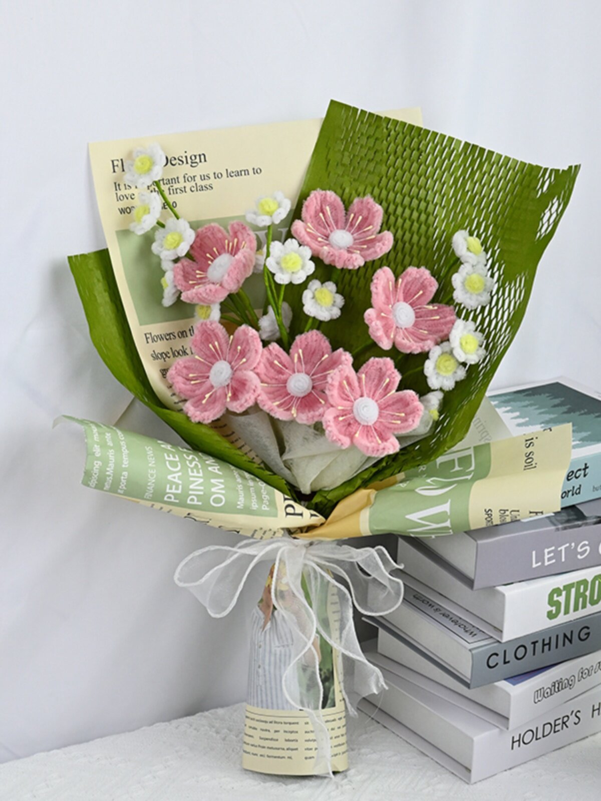TWIST STICK ROMANTIC PINK RABBIT SUNFLOWER CHERRY BLOSSOM BOUQUET HANDMADE DIY MATERIAL PACK FULL SET GIFT GIRL