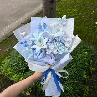 七夕情人节扭扭棒蓝色花束diy手工材料包玫瑰蝴蝶兰送男生日礼物