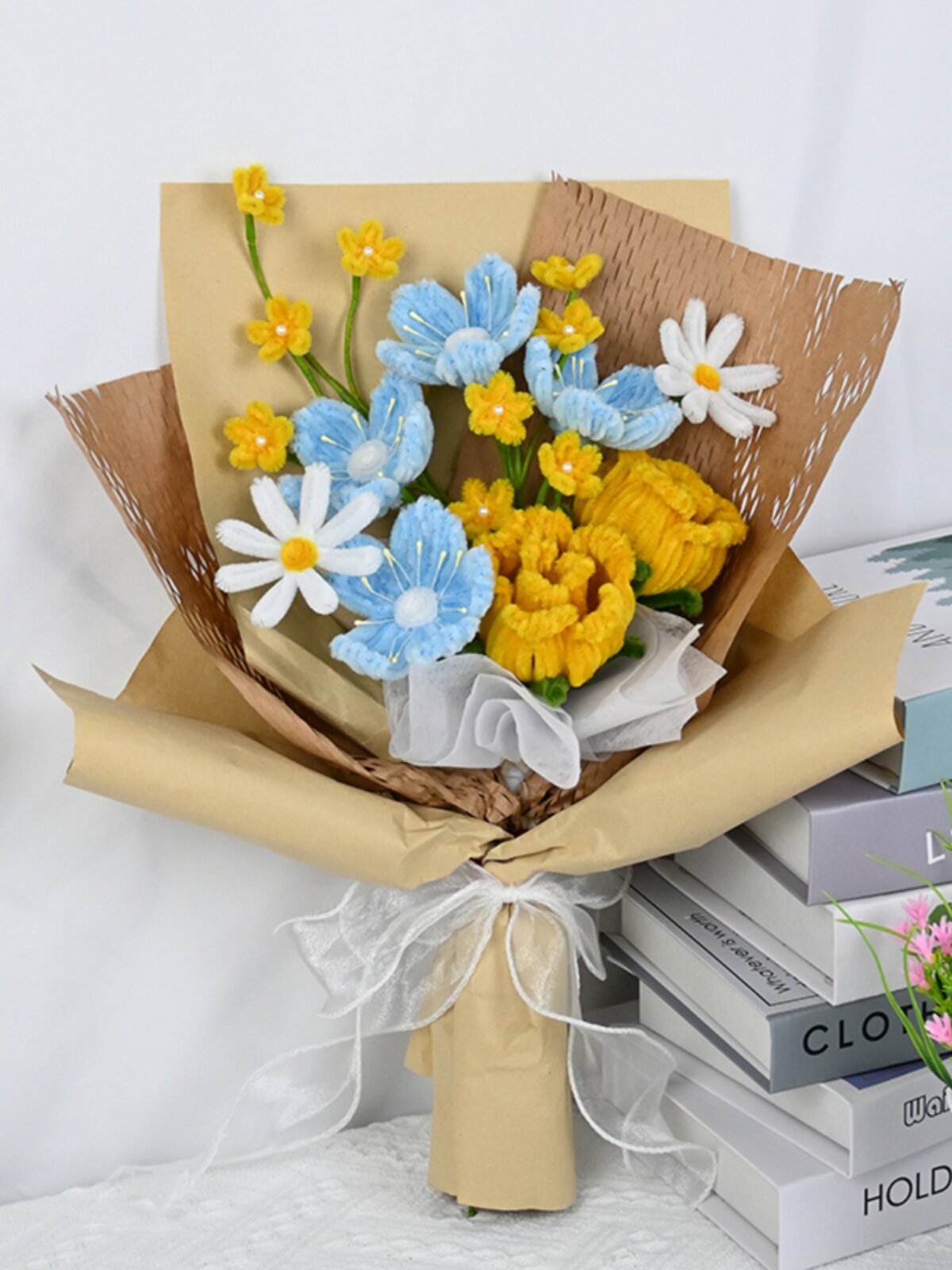 TWIST STICK ROMANTIC PINK RABBIT SUNFLOWER CHERRY BLOSSOM BOUQUET HANDMADE DIY MATERIAL PACK FULL SET GIFT GIRL
