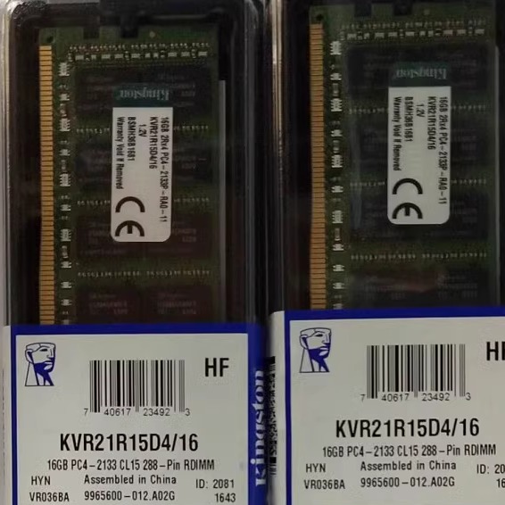 联保金士顿DDR4 2133P 16G ECC REG服务器内存条KVR21R15D4/16