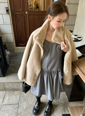 Avocadong 年底缺小裙子减龄可爱灰色吊带连衣裙内搭吊带裙