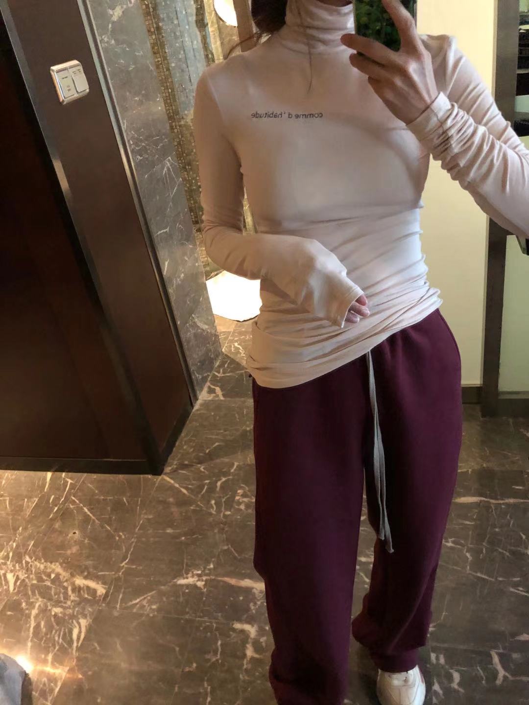 avocadong刺绣紧身高领t恤打底