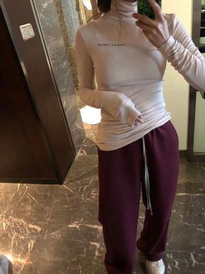 avocadong刺绣紧身高领t恤打底