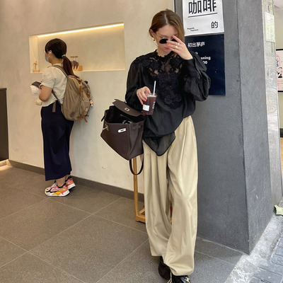 法式慵懒高腰长裤西装裤
