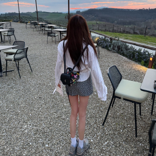 显瘦半身裙 波点短裙女春夏休闲修身 Avocadong chill灰色亚麻短款