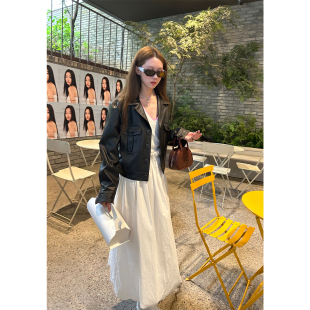 通勤宽松黑色pu皮衣外套女皮夹克短外套 Avocadong 5折特价