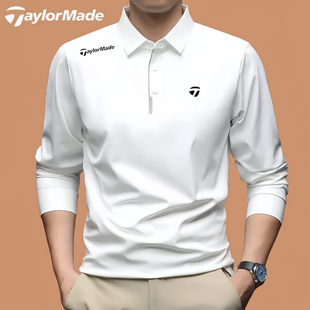 Taylormade泰勒梅高尔夫春秋户外冰丝长袖T恤男士运动休闲POLO衫
