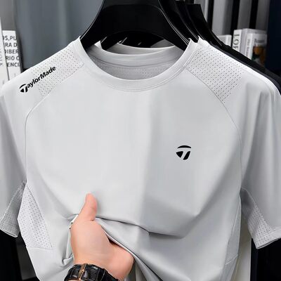 Taylormade泰勒梅高尔夫短袖T恤圆领夏季男士户外运动透气速干衣