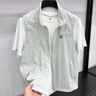 TaylorMade泰勒梅高尔夫夏季户外运动风立领拉链透气轻薄防晒马甲