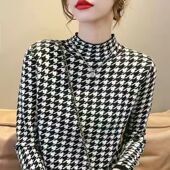 时髦时尚 洋气女秋冬通勤新款 修身 半高领打底衫 双面德绒韩版 上衣