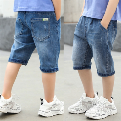 薄款牛仔男孩夏季外穿宽松七分裤