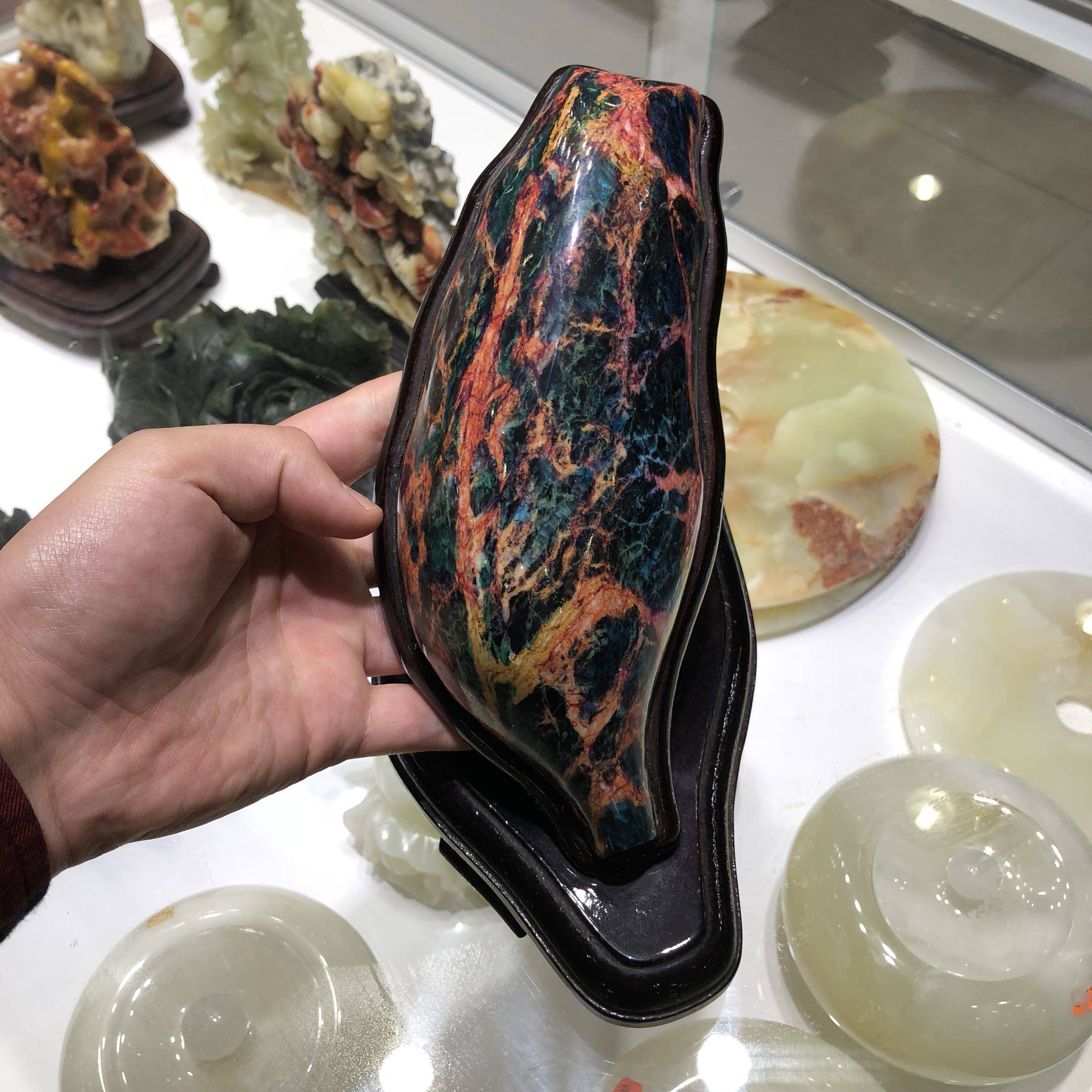精美台湾特产七彩玉石摆件 七彩玉摆件 七彩玉石原石 大寿礼物