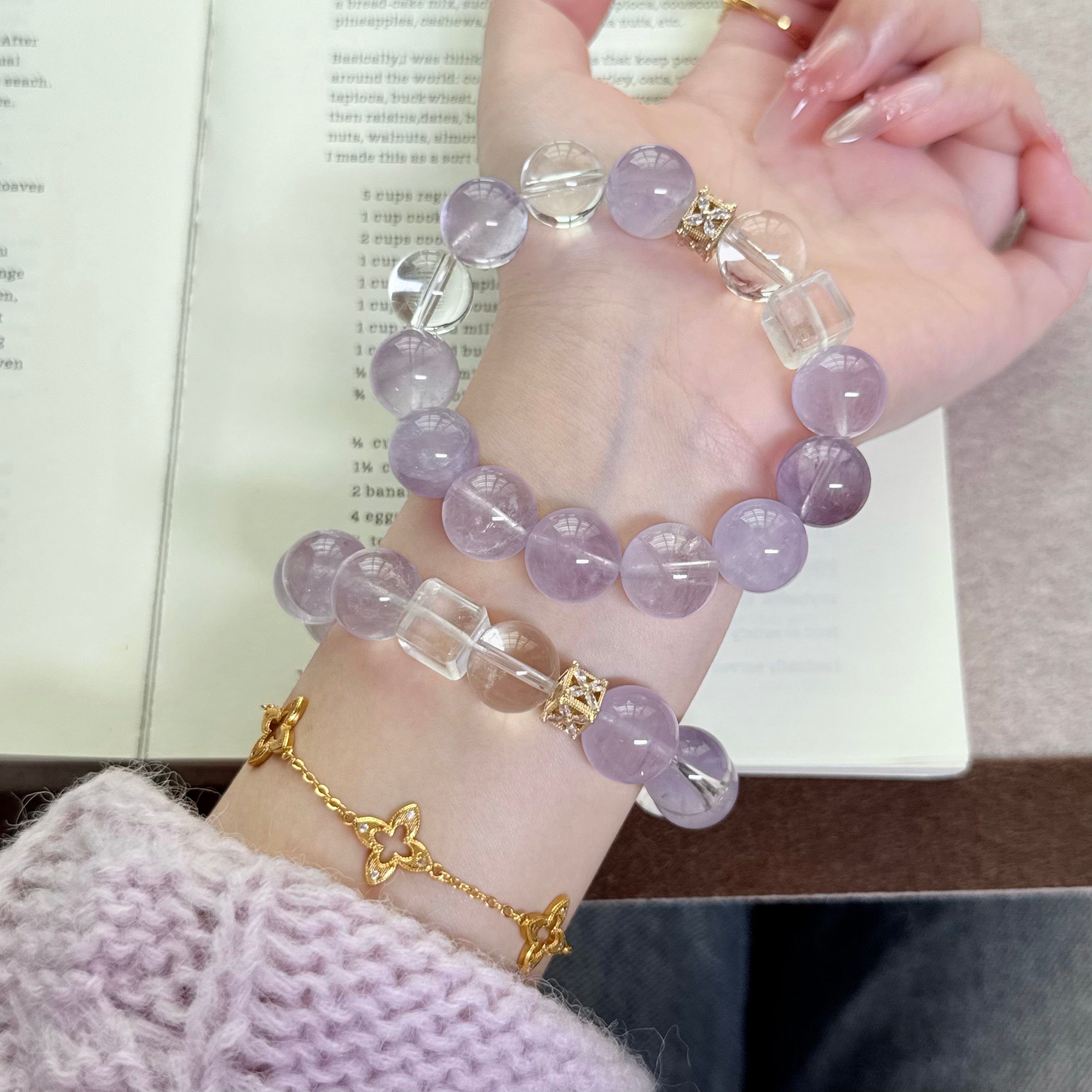 【仲夏夜之梦】13.5mm薰衣草紫水晶手串女设计感天然水晶手链Y277