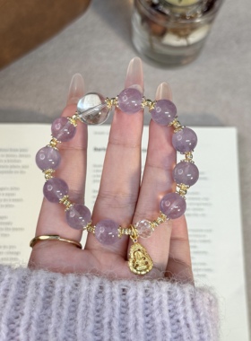 【雅典娜】11mm紫水晶白水晶手串原创设计感天然水晶手链Y288