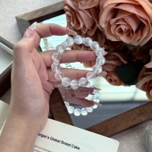 白雪公主 12mm奶白晶手串女生原创设计天然白色水晶手链Y174