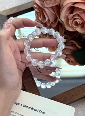 【白雪公主】12mm奶白晶手串女生原创设计天然白色水晶手链Y174