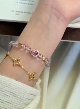 【紫烟】8mm紫水晶手串白搭紫色原创设计感天然水晶手链Z170