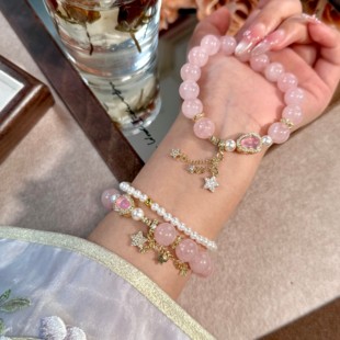 【少女心事】10mm粉水晶粉色葫芦原创设计感手串天然水晶手链Y218