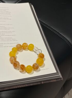 【马上来cai】14m黄胶花黄玛瑙天然水晶手串多样性发其一Y366