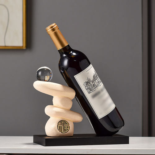 时来运转红酒架艺术石摆件办公室酒柜客厅电视柜装饰乔迁礼品
