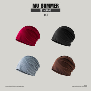 大头围黑色帽子女百搭针织冷帽毛线堆堆帽显脸小包头月子帽秋冬季