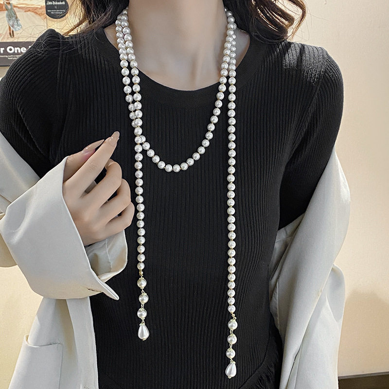 韩式温柔珍珠长款项链法式轻奢优雅毛衣链简约设计百搭大气配饰,珠宝/钻石/翡翠,颈饰,淘宝优惠券,粉丝福利购,淘宝优惠卷