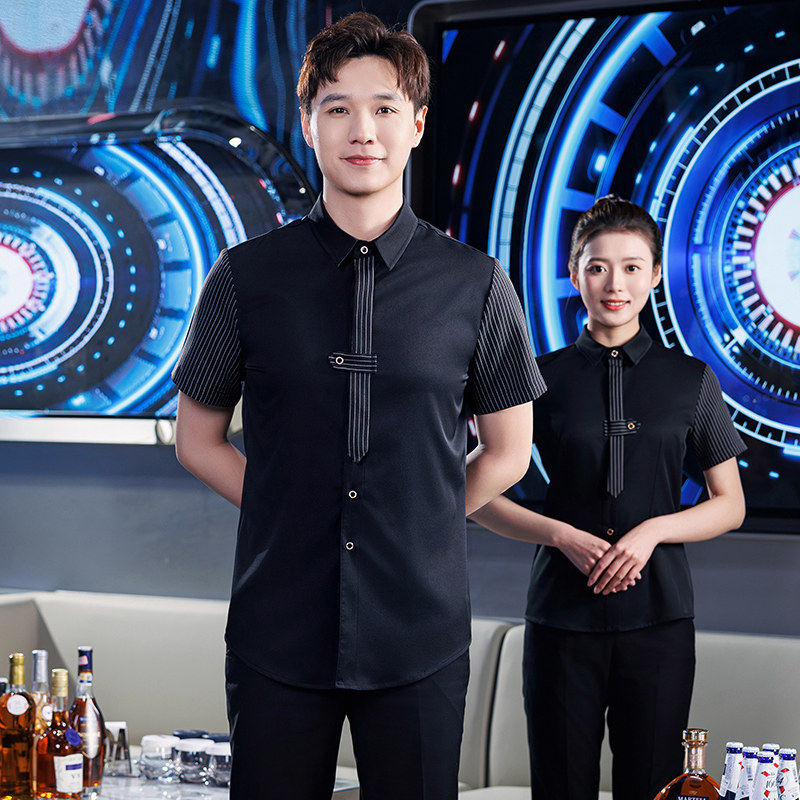会所酒吧ktv服务员工作服短袖夜总会服务员夏季商K少爷上班制服男