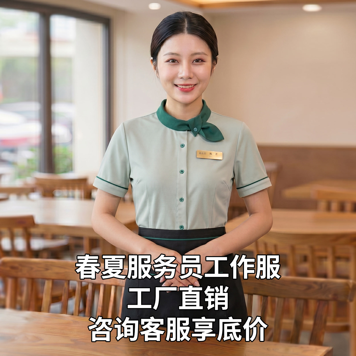 【免费印字】餐厅服务员工作服夏