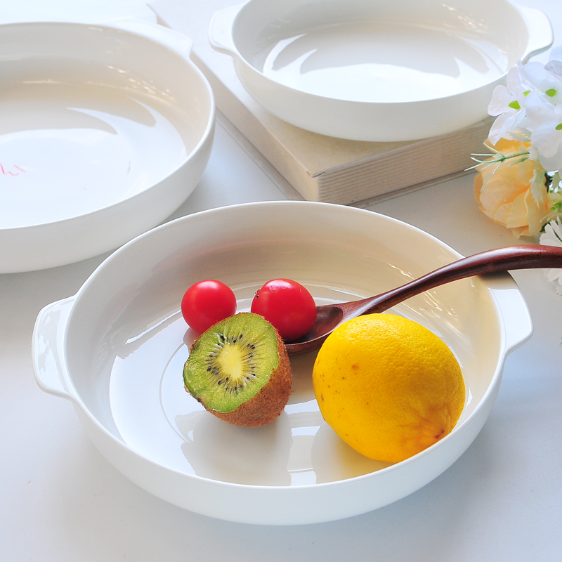 深窝盘蒸蛋盘双耳带盖骨瓷