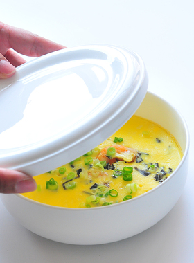 蒸蛋碗陶瓷带盖的盘子深窝盘水蒸蛋专用碗小号婴儿菜盘保温家用