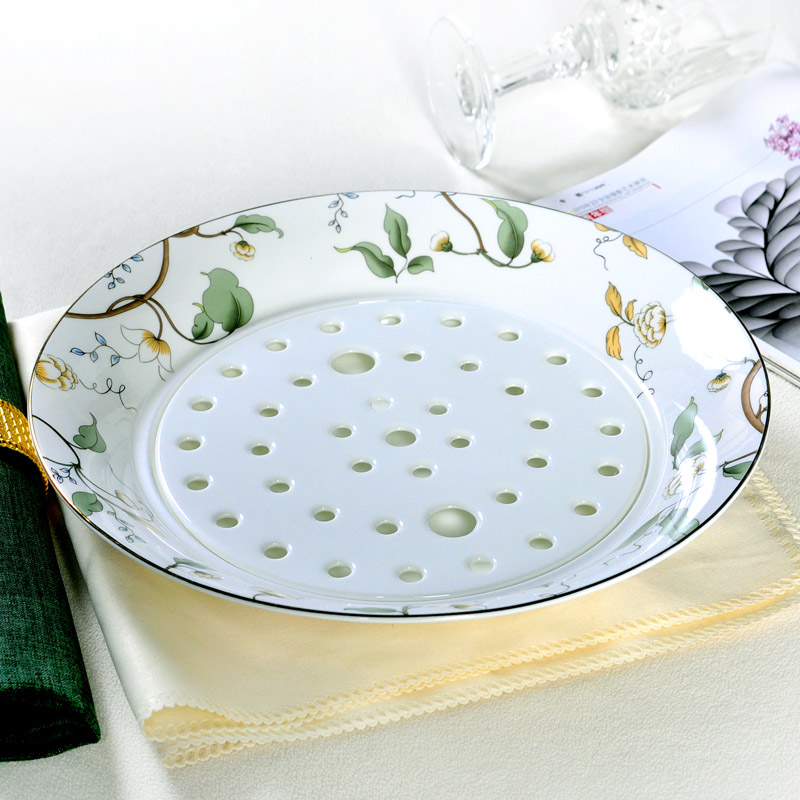 骨瓷饺子盘沥水大盘陶瓷不占油