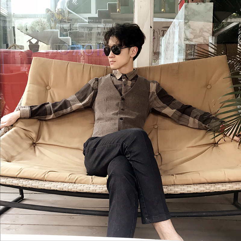 秋冬新款西装马甲男士韩版英伦复古风修身休闲职业正装西服背心潮