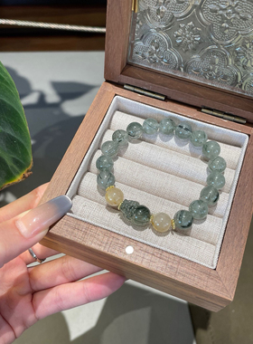 绿发晶水晶手链女新款轻奢小众精致设计感金发晶手串高气场手饰品