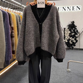 女慵懒风宽松显瘦洋气减龄女装 针织开衫 欧货重磅长袖 2026秋新款