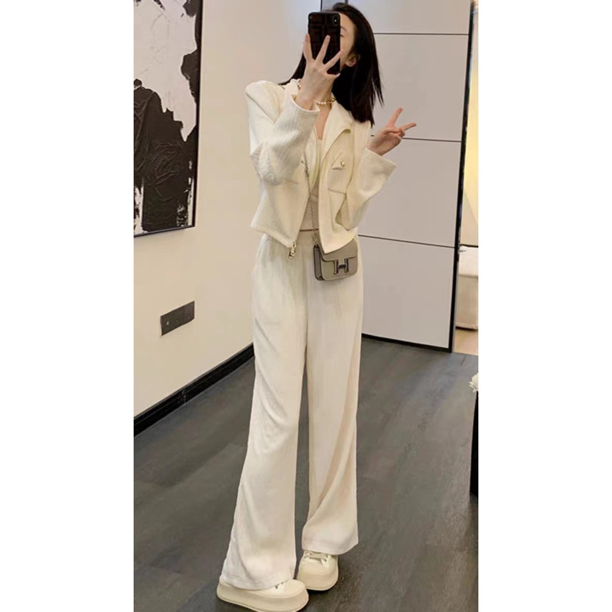 2026春秋小香风卫衣阔腿裤套装
